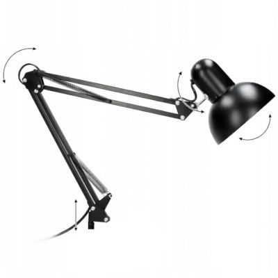 Lampka biurkowa kreślarska DEON przykręcana 60W E27 stalowa czarna VIRONE (DL-14/B)